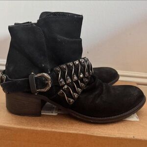 Barneys New York Black Ankle Boots with Buckle Detail